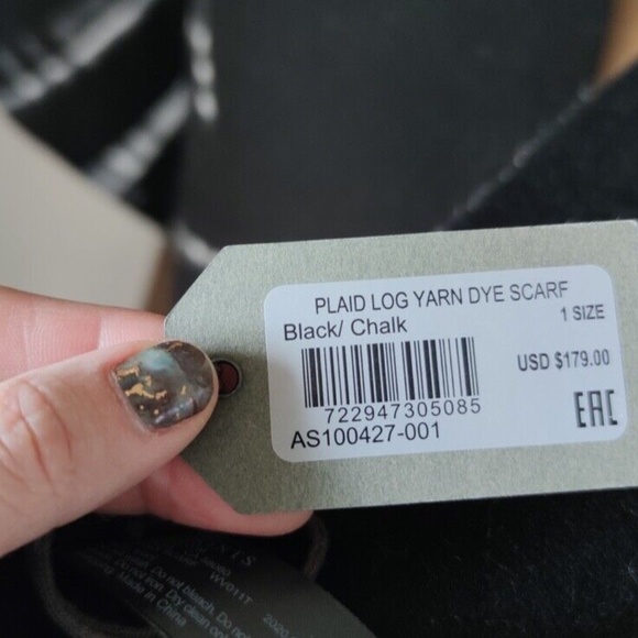 NWT Unisex ALLSAINTS Logo Reversible Plaid Scarf 100% Wool - Picture 9 of 12